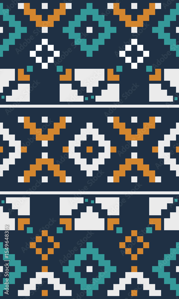 Naklejka premium Blending past and future with carefully structured pixel lines soft transitions and color gradients this textile pattern becomes a timeless expression of modern digital craftsmanship