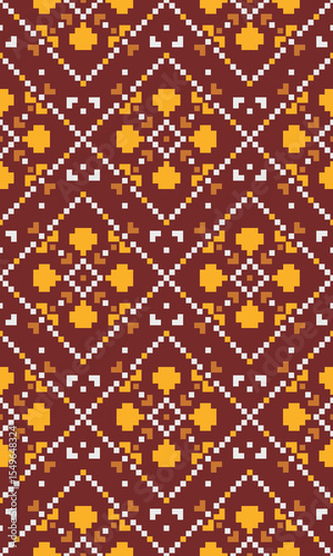 Creative Pixel Art Fabric Design with Abstract Layers and Seamless Geometry for High Quality Print on Demand Products Including Fashion DIY and Decor