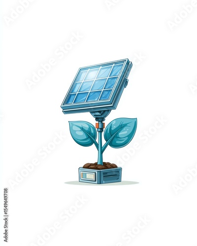 argriculture smart technology farming future An innovative solar panel design integrated with plant elements, symbolizing the harmony between technology and nature.