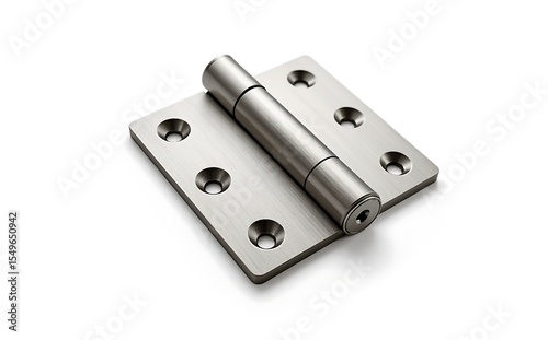 Stainless steel door hinge isolated on clean white background