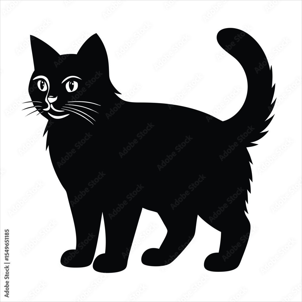 Obraz premium Black cat vector silhouettes white background , ai generator