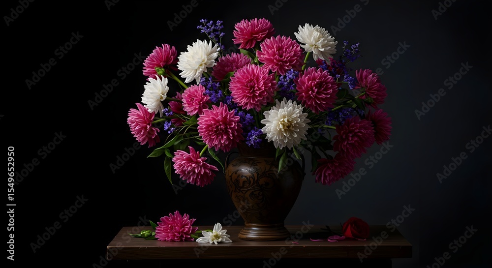 custom made wallpaper toronto digitalDahlias, Roses, Flowers, Still Life with Dahlias and Rose
