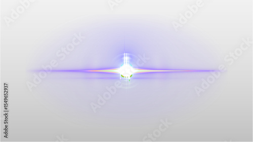 Horizontal Purple Lens Flare with Central Glow on Transparent Background for Futuristic or Sci-Fi Visuals