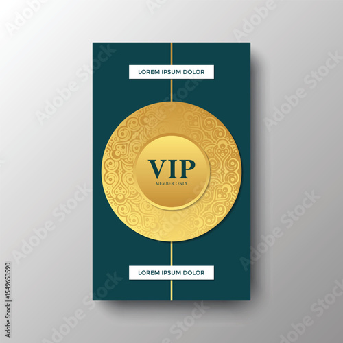 Elegant Ornamental VIP Invitation Card with Golden Accents Decoration
