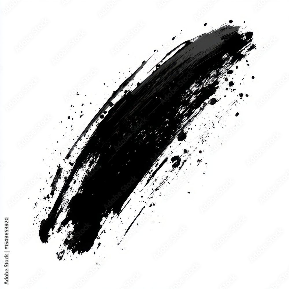 Naklejka premium A paint brush stroke abstract black art.