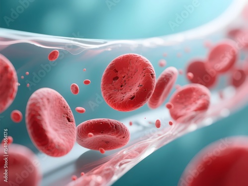 Red Blood Cells Flowing Inside Blood Vessel — 3D Medical Illustration