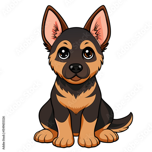 German Dog Shepherd Vector Illustration – German Shepherd Dog Shepherd Vector with Tongue Out