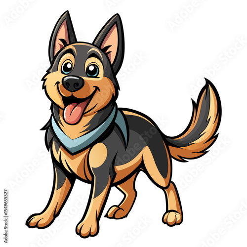 German Dog Shepherd Vector Illustration – German Shepherd Puppy Cute Vector Art