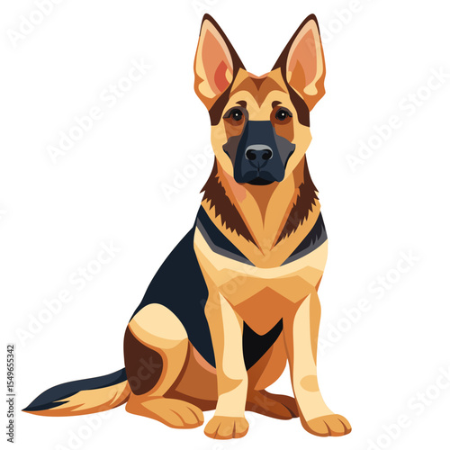 German Dog Shepherd Vector Illustration – German Shepherd Dog Shepherd Side Profile Vector
