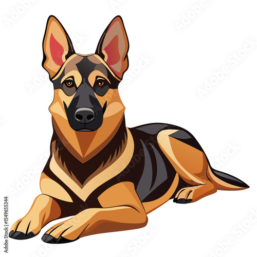 German Dog Shepherd Vector Illustration – German Shepherd Dog Shepherd Vector Detailed