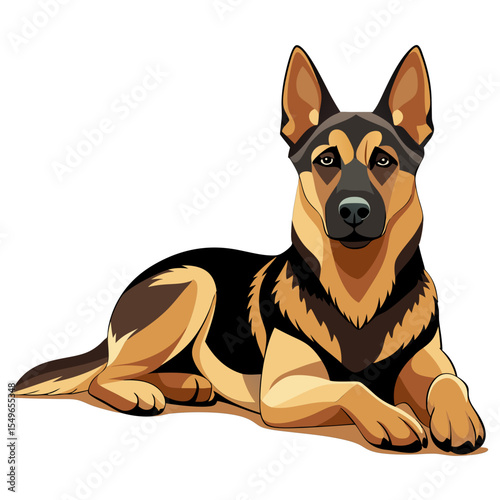 German Dog Shepherd Vector Illustration – Side View German Shepherd Illustration