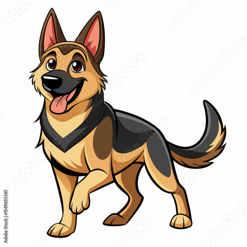 German Dog Shepherd Vector Illustration – German Shepherd Friendly Dog Shepherd Vector