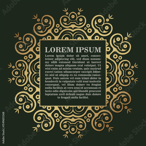 Golden Circular Frame with Square Center Decoration Element