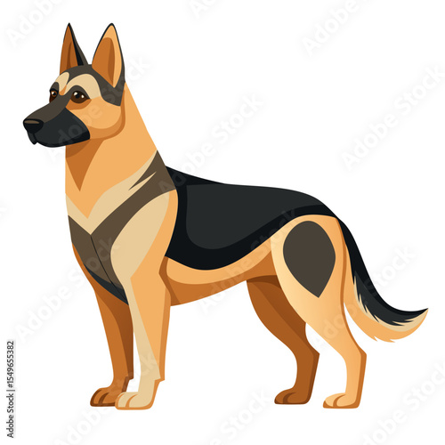 German Dog Vector Illustration – Strong and Loyal German Shepherd Dog