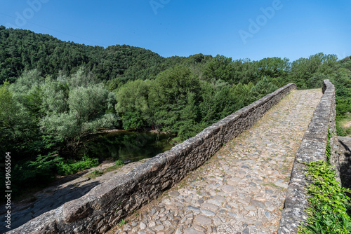 Pont de Pedret, medieval bridge over the Llobregat river,Cercs, Berguedá, Catalonia, Spain