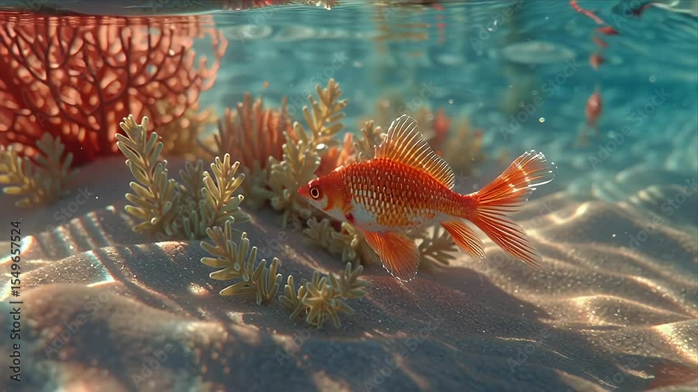 水中を優雅に泳ぐ金魚の動画｜Video of a goldfish swimming gracefully underwater