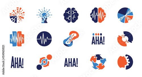 Abstract Brainwave Icons minimal logo illustration pack  Innovative Solutions, Data Analysis, and Cognitive Breakthroughs