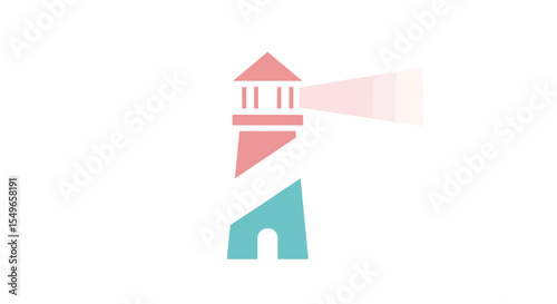 Abstract Minimalist Pastel Lighthouse Illustration minimal logo illustration pack Guiding Light, Coastal Serenity, Nautical Symbol, Hopeful Design Element