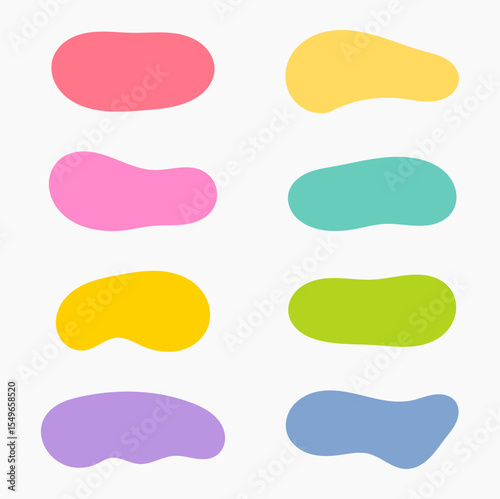 Blob liquid amoeba banners in various shapes and colors set. Smooth modern cloud backgrounds. Vector illustration