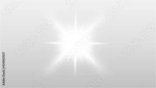 Sharp White Starburst Light Effect on Transparent Background for Intense Glow and Radiant Accents