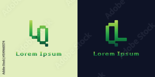 Letters LQ and QL Pixel Monogram Logo, suitable for any business with QL or LQ initials