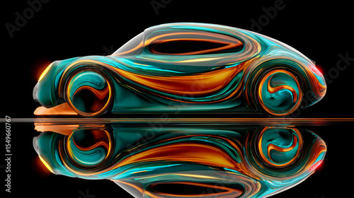 Colorful streamlined car