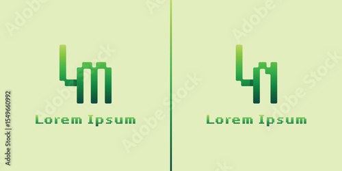 Letters LM and LN Pixel Monogram Logo, suitable for any business with LM ML LN NL initials