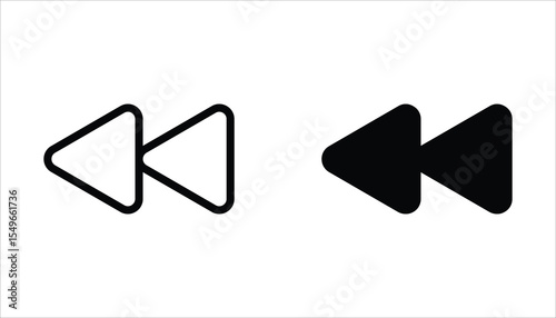 Double arrow glyph icon set. Rewinding button icon set. Navigation pointer, indicator. Vector illustration isolated on white background.
