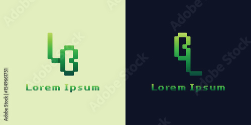 Letters LB and BL Pixel Monogram Logo, suitable for any business with BL or LB initials