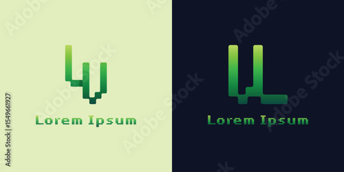 Letters LV and VL Pixel Monogram Logo, suitable for any business with VL or LV initials