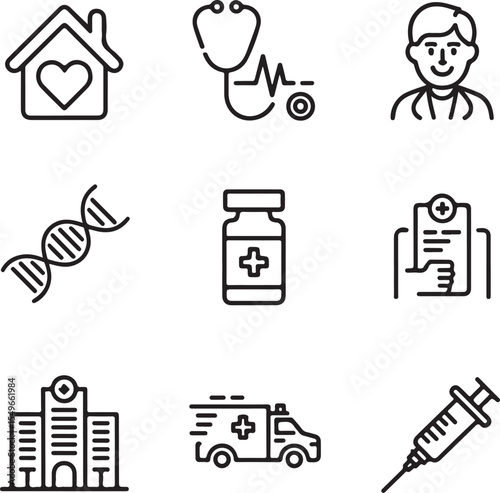 Healthcare Icons Medical Symbols Set for Website or App Design