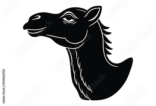camel head silhouette vector elements, clipart camel face flat icon illustration