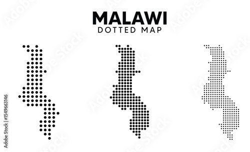 Set of Malawi dotted map vector on white isolated