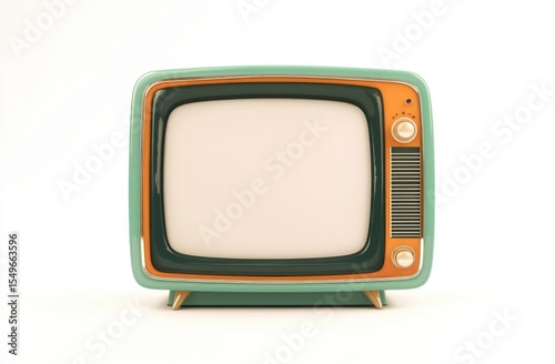 A vintage retro television set featuring a blank screen isolated on a white background perfect for various design applications and creative projects