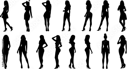 Sexy woman tying hair gesture side view vector illustration.
