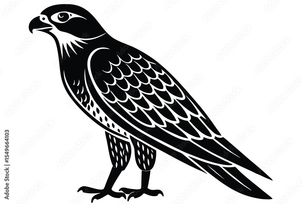 Fototapeta premium Falcon silhouette vector elements, Flying falcon flat icon illustration