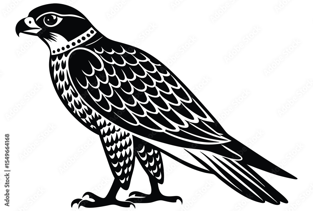 Fototapeta premium Falcon silhouette vector elements, Flying falcon flat icon illustration