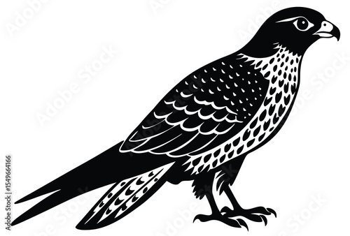 Falcon silhouette vector elements, Flying falcon flat icon illustration