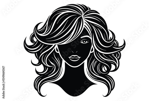 Female Fashion Hairstyle Silhouette Vector Illustration Modern Trendy Hair Style