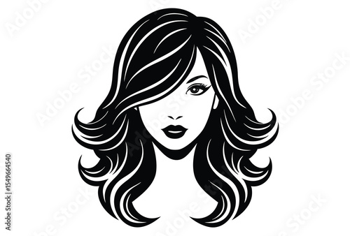 Stylish Female Hairstyle Silhouette Vector Illustration Fashionable Haircut Beauty Icon