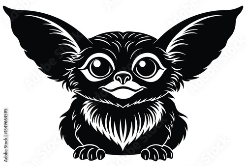 Cartoon gizmo silhouette vector elements, Cute gizmo flat icon illustration.