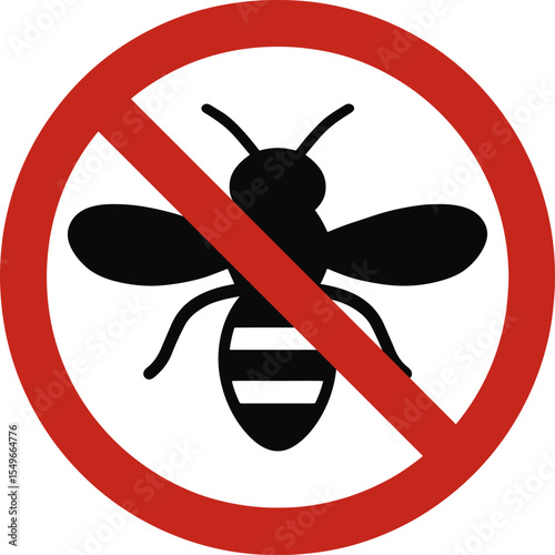 No bees allowed sign depicting insect prohibition and warning