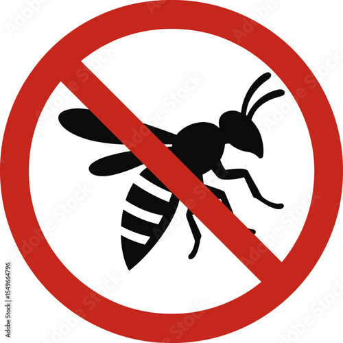 No wasp sign prohibiting wasps and hornets in specific area