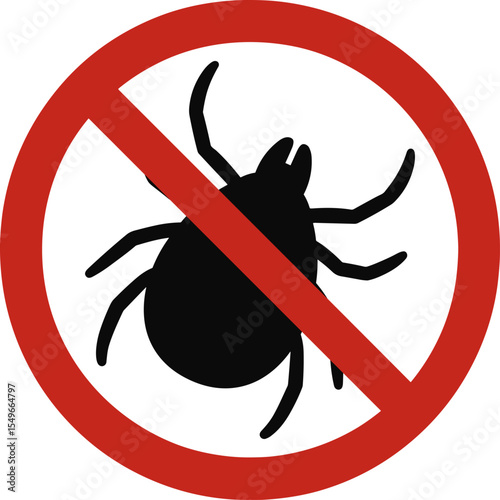No ticks allowed: prohibition sign preventing tick bites and lyme disease