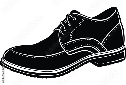 Stylish Man Footwear Silhouette Vector Icon Flat Design Illustration.
