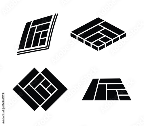 Set Flooring Icons Black