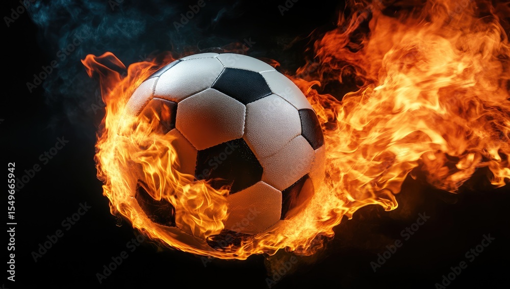 Naklejka premium Soccer ball engulfed in fiery flames (1)