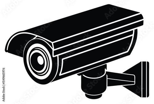 Flat Security Camera Silhouette Vector Elements Icon Design Perfect for CCTV and Safety