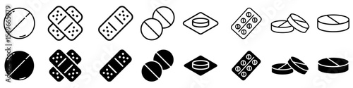 Pills icon vector set. antibiotic illustration sign collection. medicines symbol. drug logo. medicine mark.