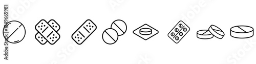 Pills icon vector set. antibiotic illustration sign collection. medicines symbol. drug logo. medicine mark.